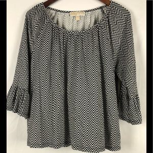 Michael Kors Black and White Peasant Top XL